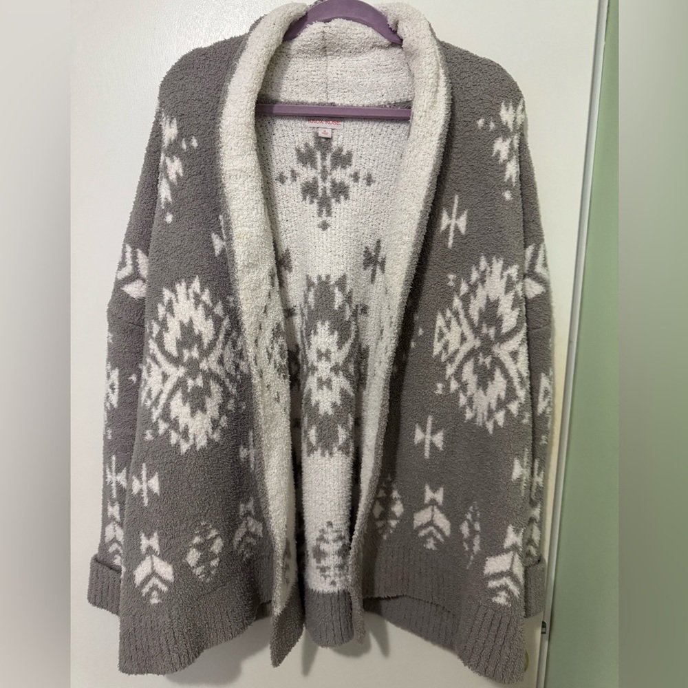Knox Rose Gray and Cream Textured Cardigan